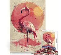 Puzzles Flamants Roses Aquarelle pour Adolescents 1000 pièces Intellectual Skill Tranquil Escape Clean Join Cadeau de Noël (38x52cm)