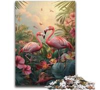 Puzzles Flamants Roses de la forêt Tropicale pour Adolescents, 1000 pièces, Jouet éducatif et décompressant, Cadeaux du Père Noël Secret (38x26cm)