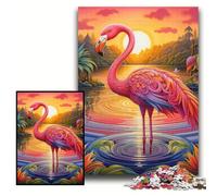 Puzzles Flamingo Art Coloré 1000 Pièces pour Adultes Puzzles en Bois pour Adolescents et Adolescents, pour Anniversaire et Vacances Taille 50x75cm