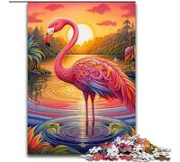 Puzzles Flamingo Art Coloré 1000 Pièces pour Adultes Puzzles en Bois pour Adultes Idéal pour Le Plaisir en Famille, la Détente et Les Cadeaux de Vacances 50x75cm
