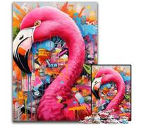 Puzzles Flamingo Graffiti 1000 pièces pour Adultes, Puzzles en Carton pour Adultes, activité familiale, Casse-tête, décoration intérieure, Cadeau de Vacances 26x38cm/10,23x14,96 Pouces