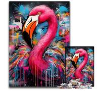 Puzzles Flamingo Graffiti pour Adultes, Puzzles en Carton de 1000 pièces pour Adultes, Casse-tête Stimulant pour Adolescents, soirée de Jeux en Famille Amusante 26x38cm / 10,23x14,96 Pouces