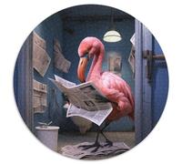 Puzzles Flamingo lisant Un Journal 1000 pièces pour Adultes, Ronds en Carton, décoration d'intérieur et Jeu Familial interactif, 1000 pièces (67,5x67,5cm)