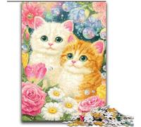 Puzzles Fleurs Chat pour Adultes 2000 pièces, Jouets addictifs pour stimuler l'intelligence cérébrale, Cadeaux d'anniversaire pour Les 14 Ans et Plus (70x100cm)