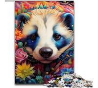 Puzzles Fleurs de Blaireau à Miel pour Adultes 1000 Puzzles Carton pour la Décoration Intérieure, l'Entraînement Cérébral et Les Cadeaux de Vacances Taille : 38x26cm