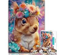 Puzzles Fleurs Écureuil pour Adultes Adolescents Puzzles, Jeux Éducatifs Décoration de Maison Convient pour Décoration de Bureau (38x26cm)