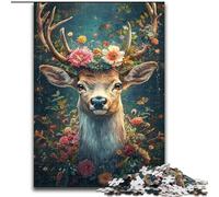 Puzzles Fleurs et Cerfs pour Adultes et Adolescents, Cadeau d'anniversaire, Décoration Murale pour 14+ (26x38cm)