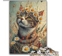 Puzzles Fleurs et Chats pour Adultes 2000 Pièces, Convient aux 14 Ans et Plus Décoration Murale Jouet Anniversaire et Cadeaux Uniques (70x100cm)