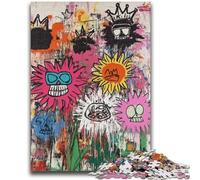 Puzzles Fleurs et Crânes de Style Basquiat pour Adultes 1000 Pièces, Séjournez pour Tuer Le Temps Chaque pièce est Unique - Jeu Familial Stimulant et Amusant (38x26cm)