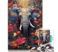 Puzzles Fleurs et Éléphants 1000 pièces pour Adultes, Jeu Stimulant et Jeu Familial avec des pièces entièrement emboîtables de Formes aléatoires 50x75cm
