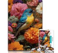 Puzzles Fleurs et Moineaux 1000 pièces pour Adultes, Jeu Stimulant et Jeu Familial avec des pièces entièrement emboîtables de Formes aléatoires 50x75cm