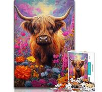 Puzzles Fleurs et Yacks pour Adolescents 1000 pièces, Jeu Familial Anti-Stress, défi Difficile, Collection d'artistes, Beaux-Arts (38x26cm)