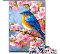Puzzles Fleurs Moineaux pour Adultes et Adolescents, 1000 pièces, Jeu Stimulant et Familial avec Affiche et fiche de Questions-réponses Assorties (26x38cm)