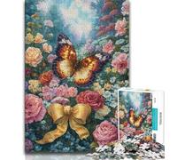 Puzzles Fleurs Papillons pour Adolescents 1000 Pièces, Jouet Éducatif Intellectuel Décompressant, Superbes Cadeaux et Jouets (75x50cm)