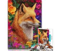 Puzzles Flower Fox 1000 pièces pour Adultes, Jeu Stimulant et Jeu Familial idéal comme Cadeau pour Toute la Famille 50x75cm
