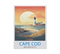 Puzzles for Adults Jigsaw Puzzles 1000 Pieces for Adults Kids，Cape Cod Massachusetts Vintage Travel Poster，Paper Puzzle Jigsaw Puzzle Artwork Intellective Educational Toys Gifts（50x70cm）-BX83