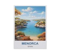 Puzzles for Adults Jigsaw Puzzles 1000 Pieces for Adults Kids，Menorca Spain Vintage Travel Poster，Paper Puzzle Jigsaw Puzzle Artwork Intellective Educational Toys Gifts（50x70CM）-CQ83
