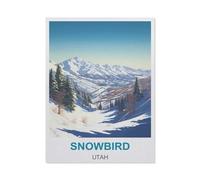 Puzzles for Adults Jigsaw Puzzles 1000 Pieces for Adults Kids，Snowbird Utah Vintage Travel Poster，Paper Puzzle Jigsaw Puzzle Artwork Intellective Educational Toys Gifts（38x52CM）-CA63