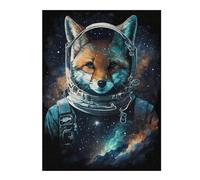 Puzzles Fox Astronaut Space Art Print Puzzles pour Adultes - Jeu Manuel - Défi Difficile - Idéal comme Cadeau pour Toute La Famille 1000pcs(52x38cm)