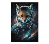 Puzzles Fox Astronaut Space Art Print Puzzles pour Adultes - Jeu Manuel - Défi Difficile - Idéal comme Cadeau pour Toute La Famille 1000pcs(38x26cm)