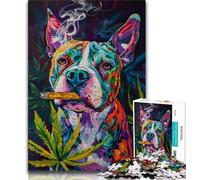 Puzzles Fumeurs pour Adultes, Staffordshire Bull Terrier, 1000 pièces, Anti-Stress, pour Passer Le Temps à la Maison, avec Affiche et fiche de Questions-réponses Assorties (38x26cm)