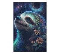 Puzzles Galactic Sloth with Flowers-9 Puzzles pour Adultes - Jeu Manuel - Défi Difficile - Idéal comme Cadeau pour Toute La Famille 1000pcs(75x50cm)