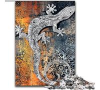 Puzzles Gecko Aquarelle 1000 pièces pour Adultes, Cadeaux, Jouets éducatifs, Jeux familiaux avec Affiche et fiche de Questions (26x38cm)