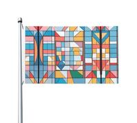 Puzzles géométriques imprimés drapeau de fête 9,6 x 1,5 m Bannière festive avec œillets Convient pour les fêtes et le camping