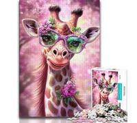 Puzzles Girafe à Lunettes pour Adultes 1000, Aidez Le Cerveau à Exercer des Jouets Addictifs pour Cultiver la Patience Une Œuvre d'art 38x26cm