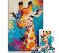 Puzzles Girafe Art 1000 pièces pour Adolescents, Jeu Stimulant et Jeu Familial avec des pièces entièrement emboîtables de Formes aléatoires 50x75cm