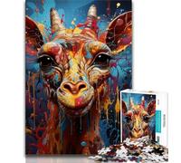 Puzzles Girafe Art pour Adultes et Adolescents, 1000 pièces, Jeu Stimulant et Familial avec des pièces de Formes aléatoires entièrement emboîtables (38x26cm)