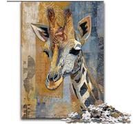Puzzles Girafe Noir et Or pour Adultes 1000 pièces, Jouets de Divertissement Familial Idéal comme Cadeau pour Toute la Famille 50x75cm