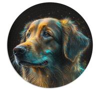 Puzzles Golden Retriever 1000 pièces pour Adultes Puzzles Ronds de 1000 pièces pour Adultes Idéal pour Les Amoureux, Cadeau Parfait pour Noël, Le Nouvel an, la Saint-Valentin (67,5x67,5cm)