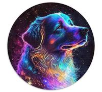 Puzzles Golden Retriever 1000 pièces pour Adultes Puzzles Ronds de 1000 pièces pour Adultes Idéal pour Les Amoureux, Cadeau Parfait pour Noël, Le Nouvel an, la Saint-Valentin (67,5x67,5cm)