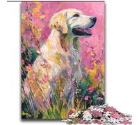 Puzzles Golden Retriever dans Les Fleurs pour Adolescents (2000 pièces), Jeux éducatifs et éducatifs pour Toute la Famille avec Affiche et fiche de Questions (70x100cm)
