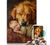 Puzzles Golden Retriever et bébé pour Adolescents 1000 Puzzles, Difficiles à compléter mais Amusants et Humoristiques, Cadeau d'anniversaire, Cadeaux, Art Mural 38x26cm