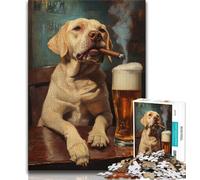 Puzzles Golden Retriever Fumeur 1000 pièces pour Adolescents Jouet éducatif et décompressant Cadeaux du Père Noël Secret (26x38cm)