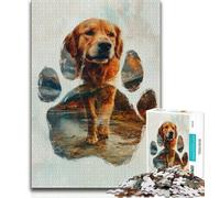 Puzzles Golden Retriever Portrait pour Adolescents, 1000 pièces, Jouet éducatif intellectuel décompressant, Cadeaux du Père Noël Secret 50x75cm