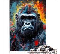 Puzzles Difficiles et Difficiles Peinture de Gorille Puzzle de 1000 Grandes pièces pour Adultes Puzzle en Bois pour Adultes et Enfants Puzzle Casse-tête (50x75 cm)
