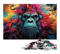 Puzzles gorilles colorés 1000 pièces pour Adultes, Puzzles en Bois pour décoration intérieure, entraînement cérébral et Cadeaux de Noël 50x75cm / 19,68x29,52 Pouces