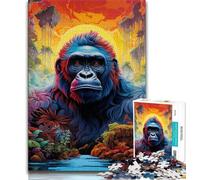 Puzzles Gorilles colorés pour Adolescents, 1 000 pièces, Jeu Familial Anti-Stress, défi Difficile, Cadeaux du Père Noël Secret (50x75cm)
