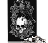 Puzzles Gothiques Corbeau sur Crâne pour Adultes 1000 pièces Puzzles pour Adultes et Adolescents à partir de 12 Ans Cadeaux du réveillon de Noël 1000 pièces (75 x 50 cm)