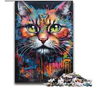 Puzzles Graffiti Art Chat pour Adolescents 2000 pièces, Assemblage de Motifs Amusant à la Maison, Cadeau d'anniversaire, Cadeaux de Voyage 70x100cm