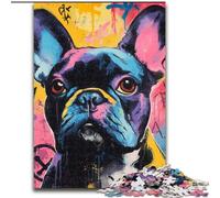 Puzzles Graffiti Bouledogue Français pour Adultes 1000 Pièces, Jouet Éducatif Intellectuel Décompressant pour Anniversaire, Noël (26x38cm)