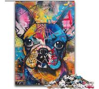 Puzzles Graffiti Bouledogue Français pour Adultes 2000 Puzzles, Jeux Éducatifs Décoration Maison Offrez des Cadeaux pour Toute la Famille (70x100cm)
