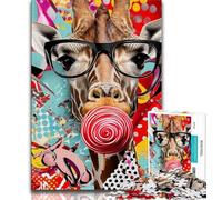 Puzzles Graffiti Girafe pour Adultes 1000 Pièces, Aidez Le Cerveau à Exercer des Jouets Addictifs pour Cultiver la Patience Une Œuvre d'art (38x26cm)