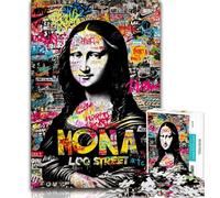 Puzzles Graffiti Mona Lisa pour Adultes, aident Le Cerveau à exercer des Jouets addictifs pour cultiver la Patience Interaction Parent-Enfant 38x26cm