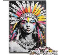 Puzzles Graffiti Princesse Indienne 1000 Pièces pour Adultes et Adolescents, Jeux Éducatifs Décoration d'Intérieur Convient pour Décoration de Bureau (26x38cm)