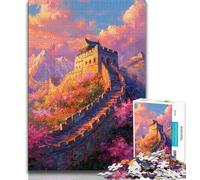 Puzzles Grande Muraille pour Adolescents, 1 000 pièces, Jouets éducatifs et éducatifs, Jeux familiaux avec Affiche et fiche de Questions-réponses Assorties, 50x75cm