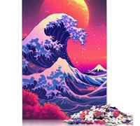 Puzzles Grande Vague de Kanagawa 1000 pièces pour Adultes Puzzles rectangulaires en Bois pour Adultes 1000 pièces Puzzle Cadeaux 1000pcs (75x50cm)